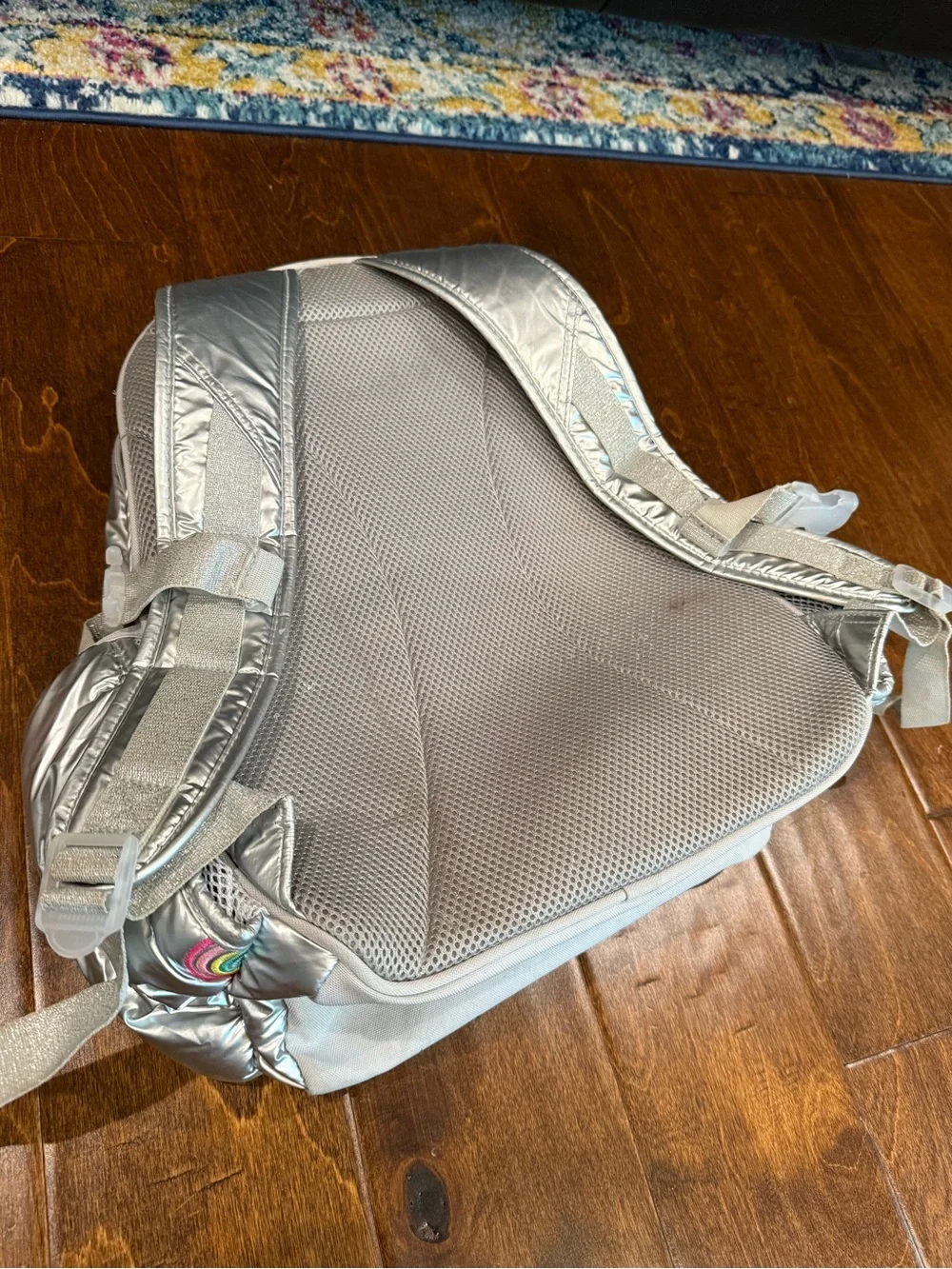 Pottery Barn Kids Silver Quilted Large Backpack